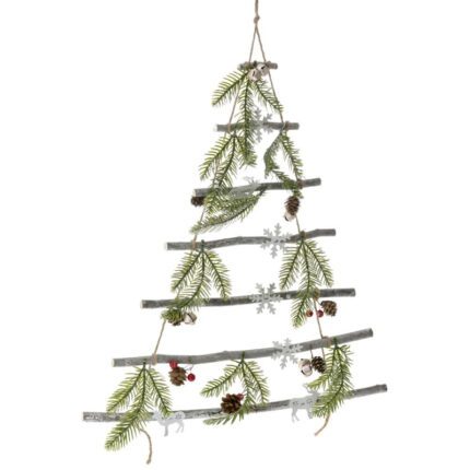 Χριστουγεννιάτικο διακοσμητικό δέντρο με ξύλα 48x5x70εκ