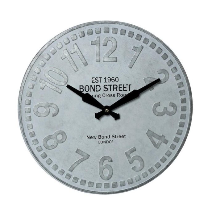Αντικέ Ρολόι Τοίχου Μεταλλικό Γκρι 40cm