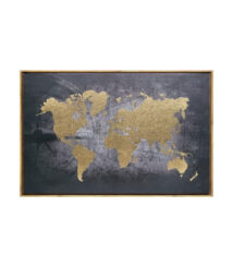 Πίνακας Χάρτης σε Καμβά μαύρο Χρυσό 58Χ88cm
